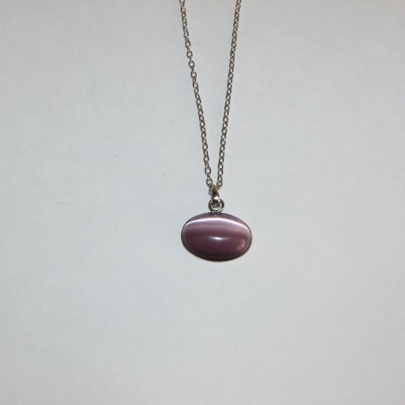 Necklace Impulse & Co. Silver Tone & Purple Cabochon Adjustable Unused - Picture 2 of 5